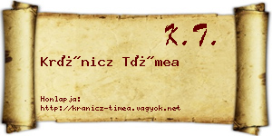 Kránicz Tímea névjegykártya