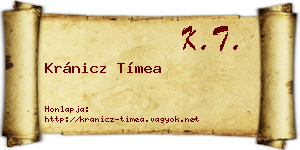 Kránicz Tímea névjegykártya